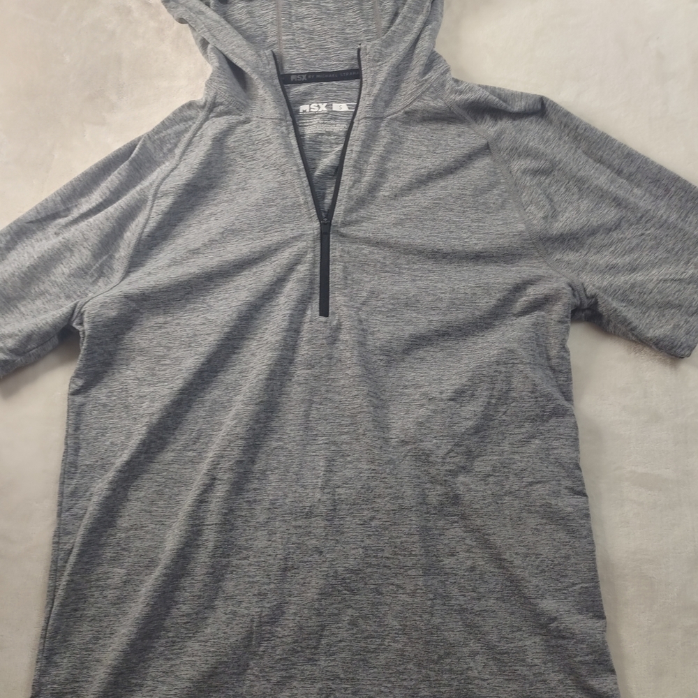 ASX Gray Short Sleeve Men's Hoodie Tee